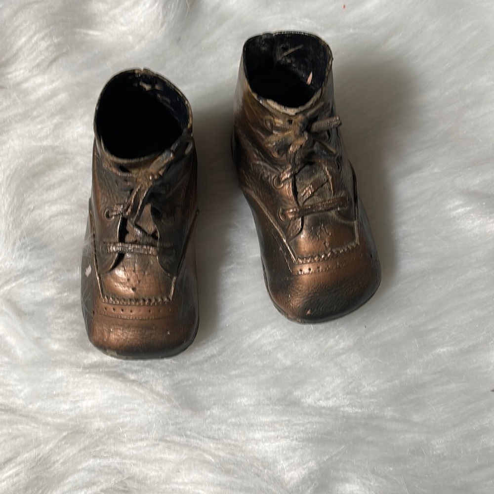 Vintage Brass Dipped Baby Shoes